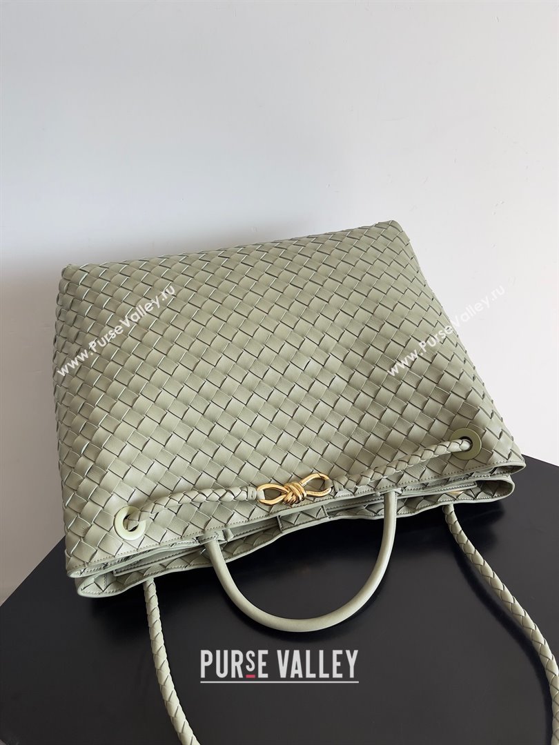 Bottega Veneta Large Andiamo Top Handle Bag in Intrecciato Suede Leather 743575 Travertine Green 2024 (MS-24042917)