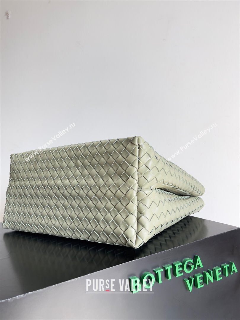 Bottega Veneta Large Andiamo Top Handle Bag in Intrecciato Suede Leather 743575 Travertine Green 2024 (MS-24042917)