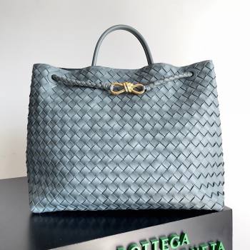 Bottega Veneta Large Andiamo Top Handle Bag in Intrecciato Suede Leather 743575 Bluish Grey 2024 (MS-24042918)