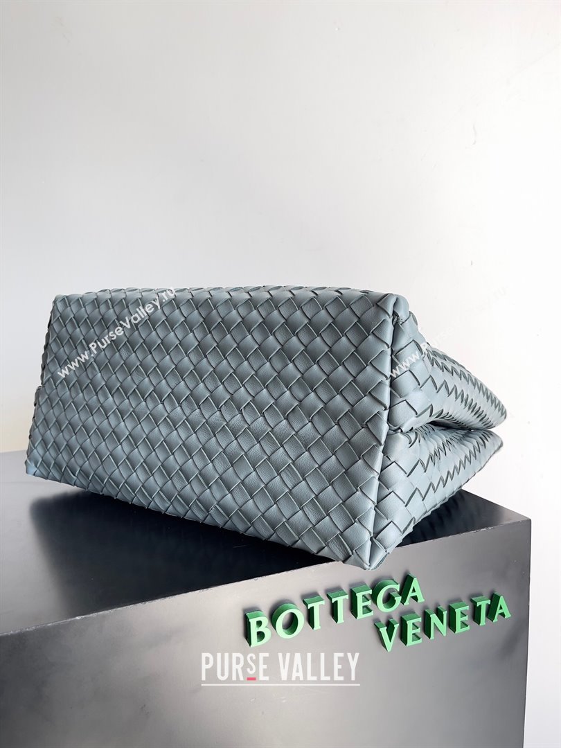 Bottega Veneta Large Andiamo Top Handle Bag in Intrecciato Suede Leather 743575 Bluish Grey 2024 (MS-24042918)