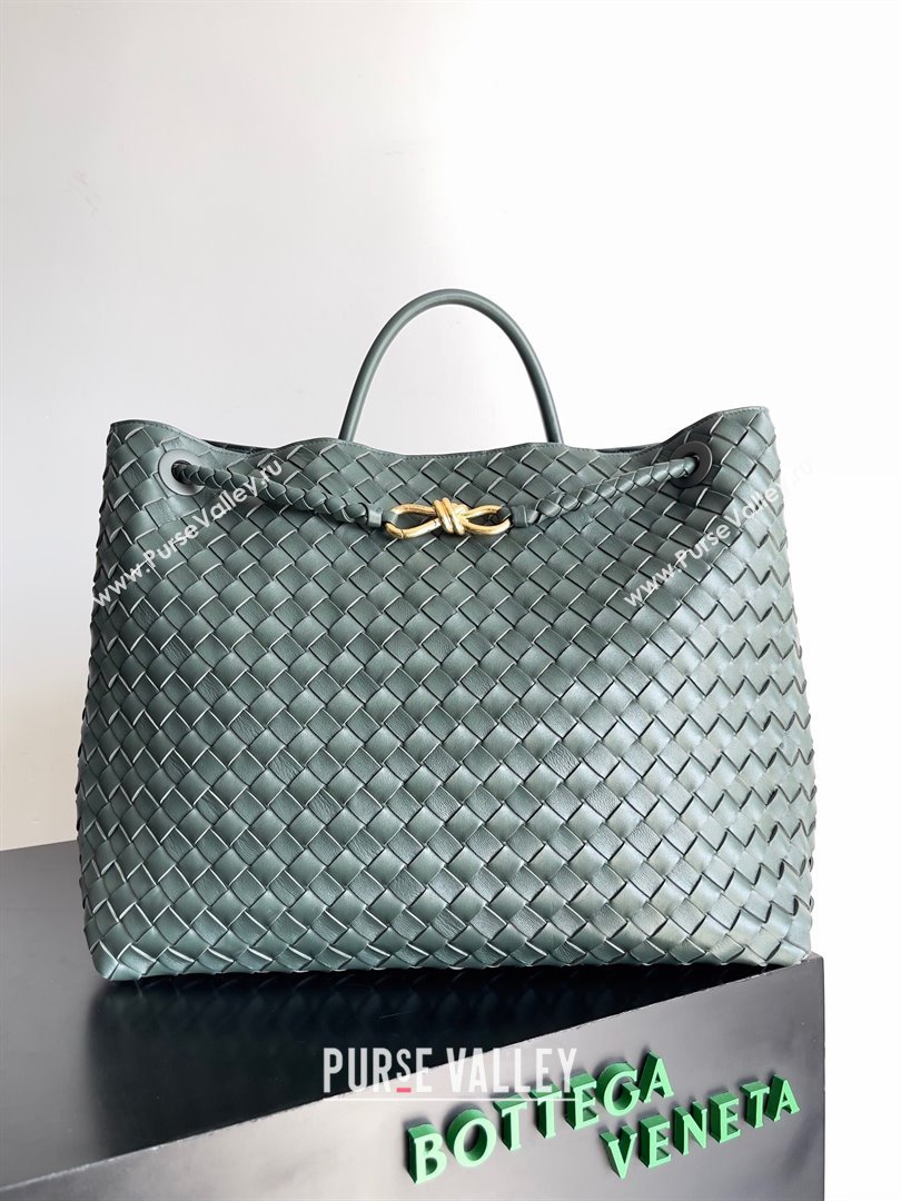 Bottega Veneta Large Andiamo Top Handle Bag in Intrecciato Suede Leather 743575 Deep Green 2024 (MS-24042920)