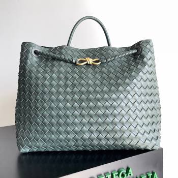 Bottega Veneta Large Andiamo Top Handle Bag in Intrecciato Suede Leather 743575 Deep Green 2024 (MS-24042920)