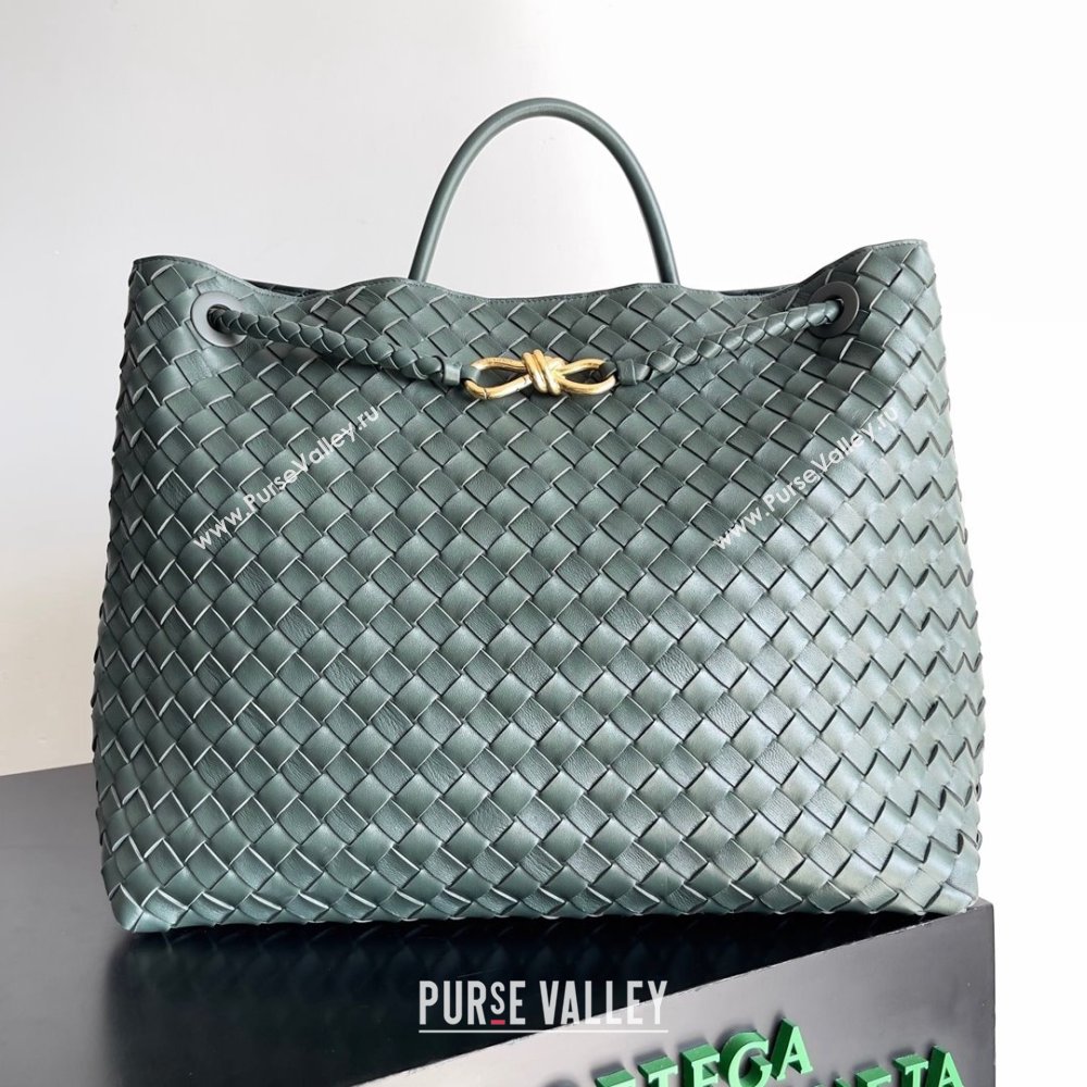 Bottega Veneta Large Andiamo Top Handle Bag in Intrecciato Suede Leather 743575 Deep Green 2024 (MS-24042920)