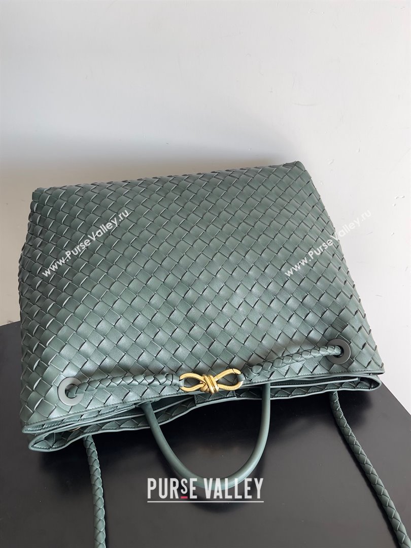 Bottega Veneta Large Andiamo Top Handle Bag in Intrecciato Suede Leather 743575 Deep Green 2024 (MS-24042920)