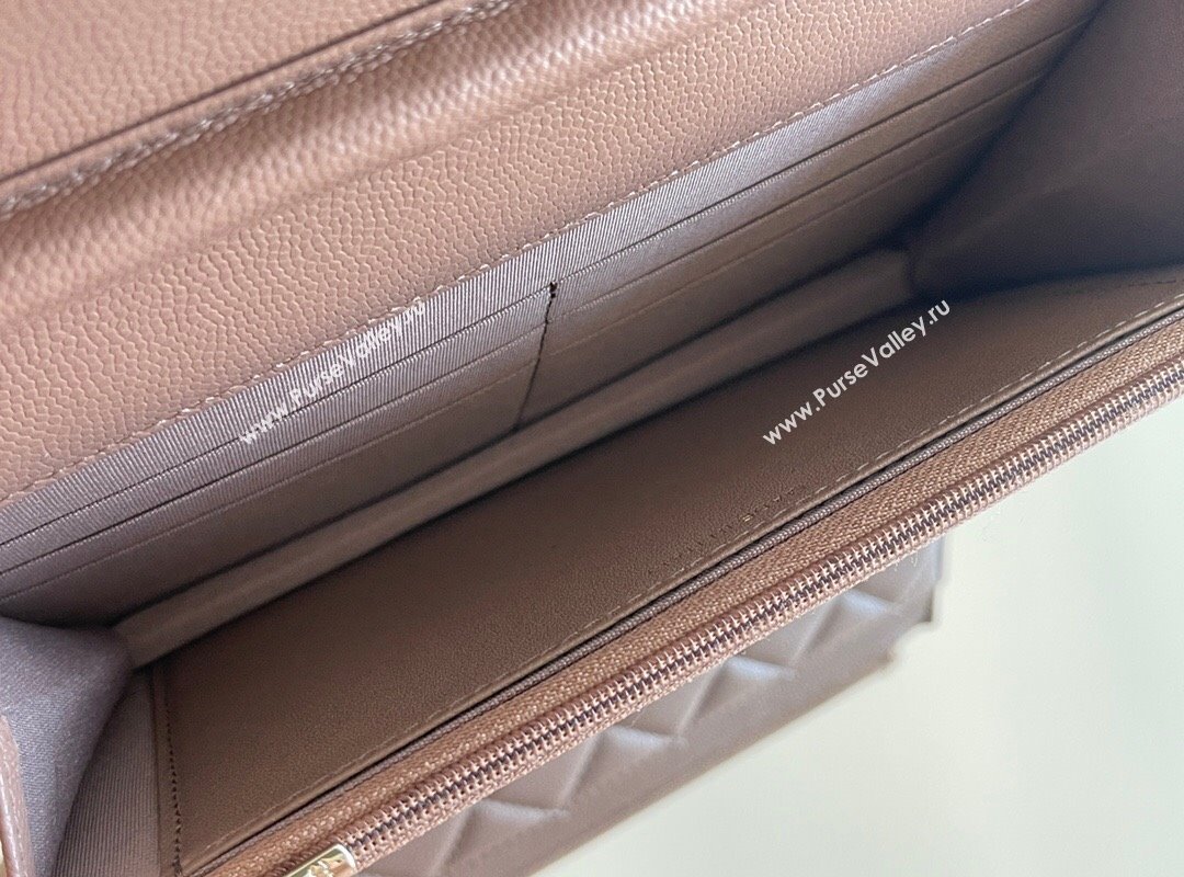 Chanel Grained Calfskin Classic Wallet on Chain WOC Caramel/Light Gold 2024 Top Quality (MHE-24080937)