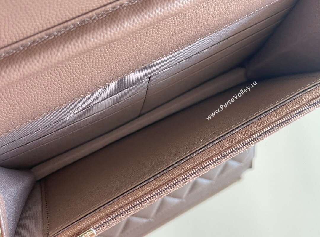 Chanel Grained Calfskin Classic Wallet on Chain WOC Caramel/Light Gold 2024 Top Quality (MHE-24080937)