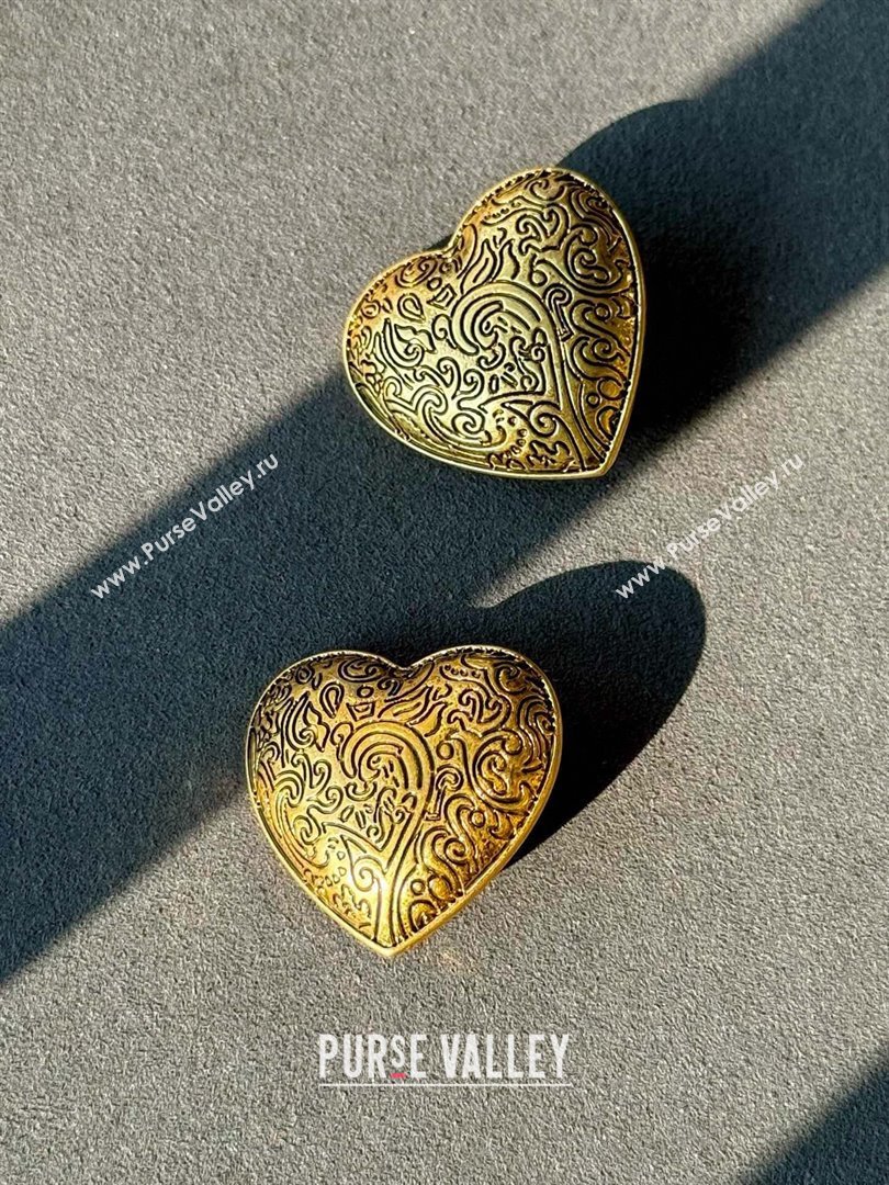 Saint Laurent Heart Earrings S042518 Gold 2024 (YF-24042518)