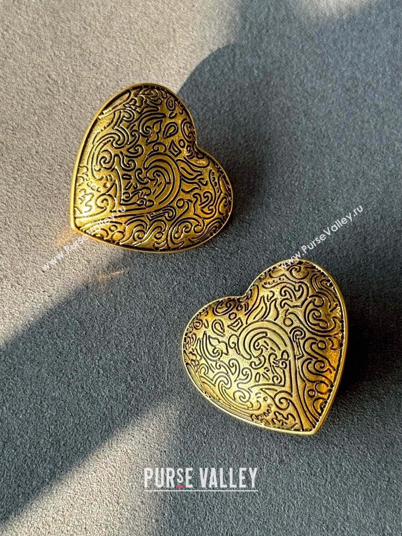 Saint Laurent Heart Earrings S042518 Gold 2024 (YF-24042518)