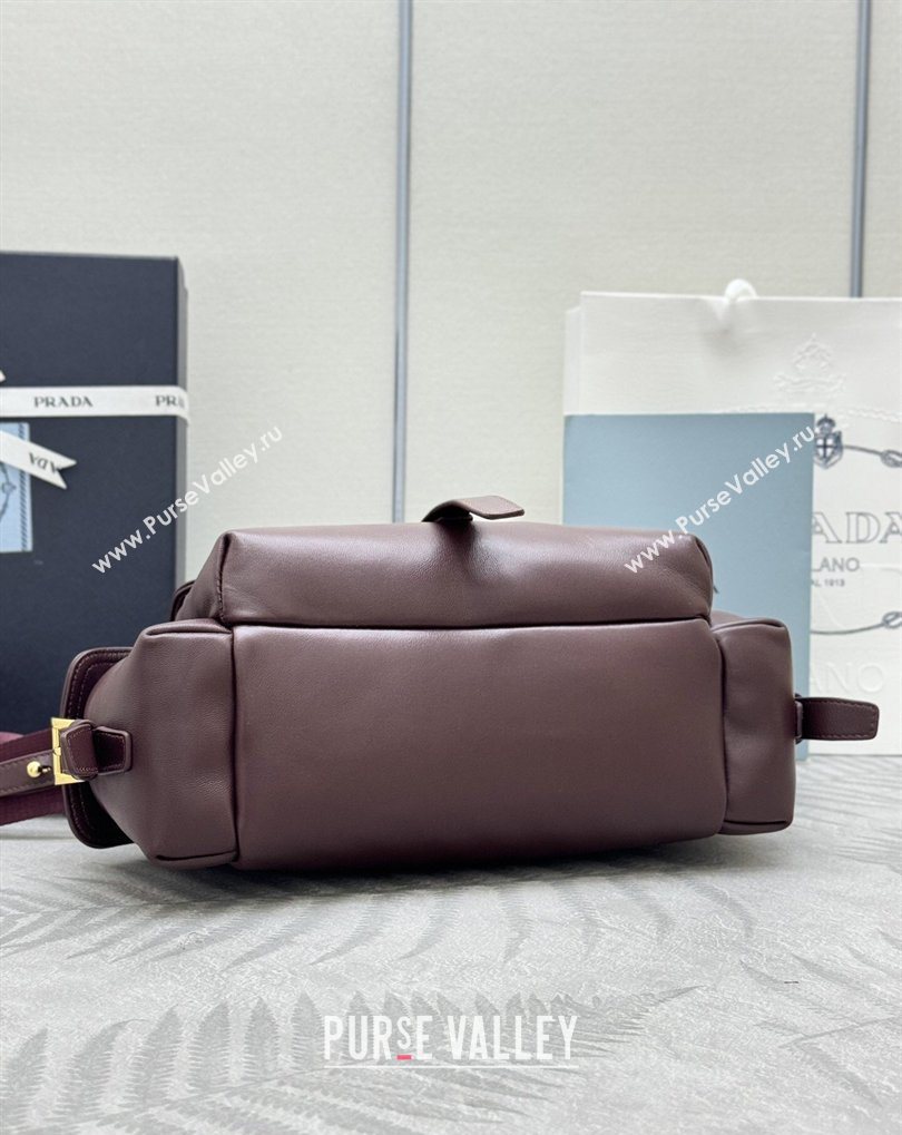 Prada Explore medium nappa leather shoulder bag with flap Burgundy 2026 1BD394 (YZ-260410129)