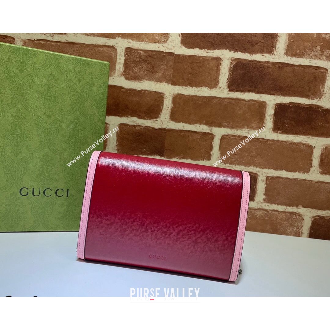Gucci Dionysus Leather Mini Chain Bag 401231 Ruby Red/Pink 2021 (DLH-21072601)