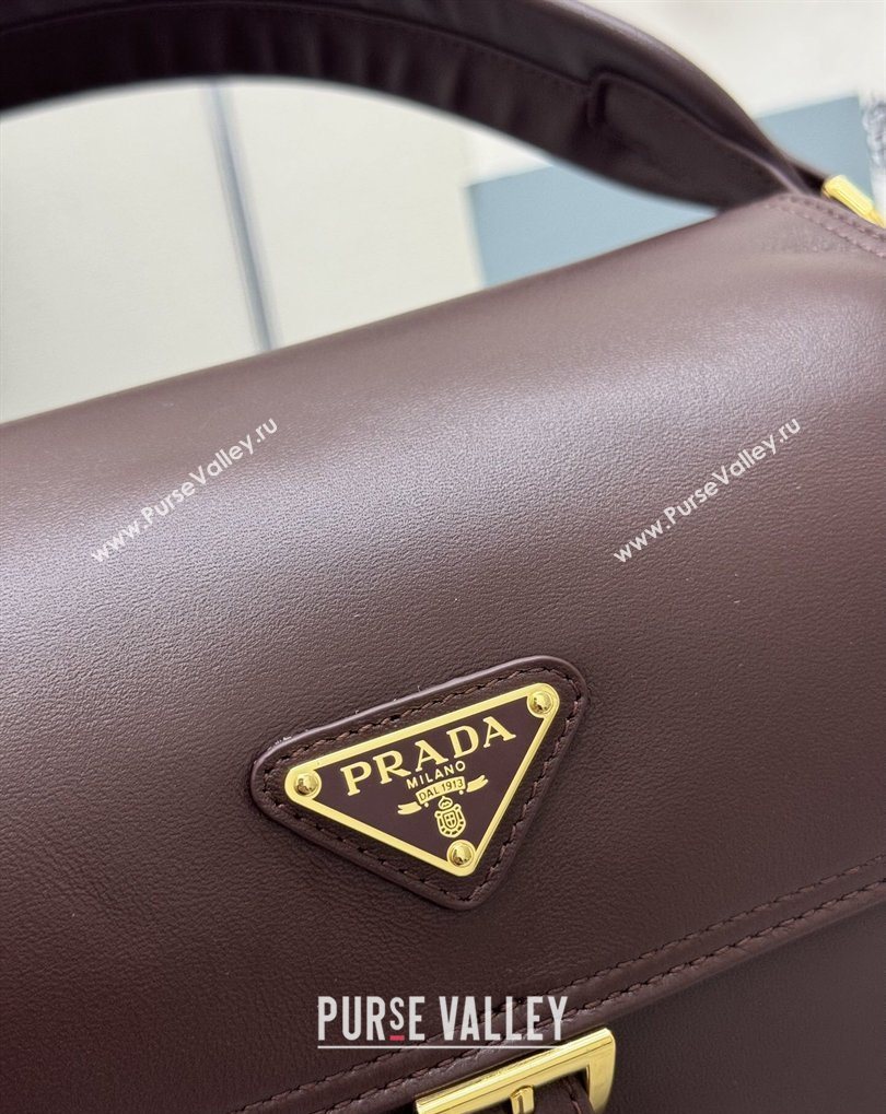 Prada Explore medium nappa leather shoulder bag with flap Burgundy 2026 1BD394 (YZ-260410129)
