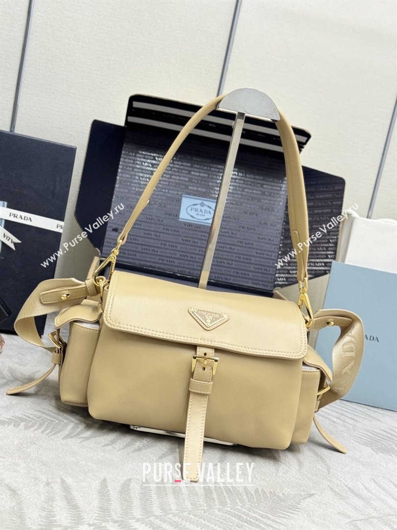 Prada Explore medium nappa leather shoulder bag with flap Apricot 2026 1BD394 (YZ-260410130)