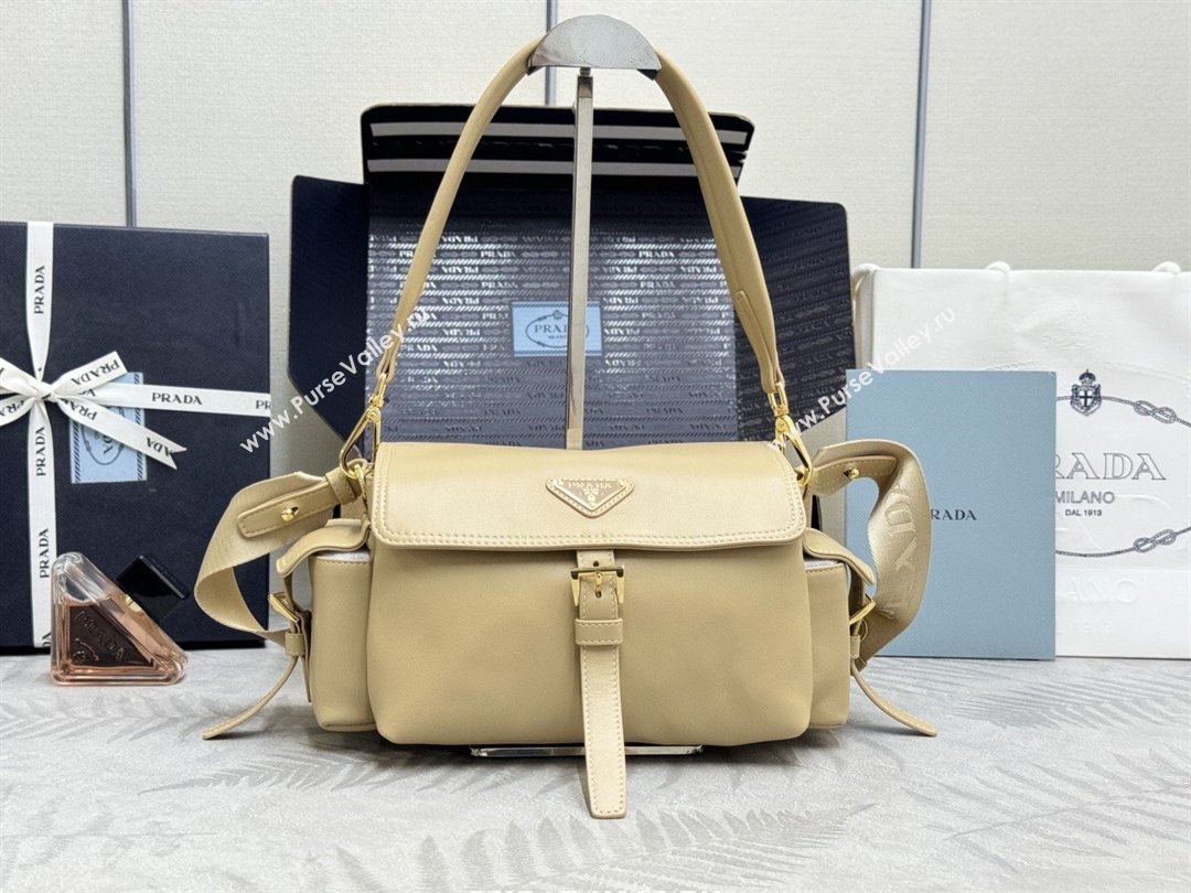 Prada Explore medium nappa leather shoulder bag with flap Apricot 2026 1BD394 (YZ-260410130)