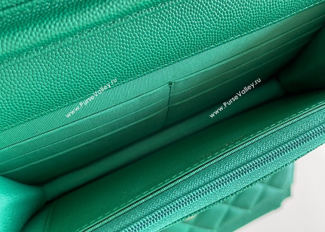 Chanel Grained Calfskin Classic Wallet on Chain WOC Green/Light Gold 2024 Top Quality (MHE-24080940)