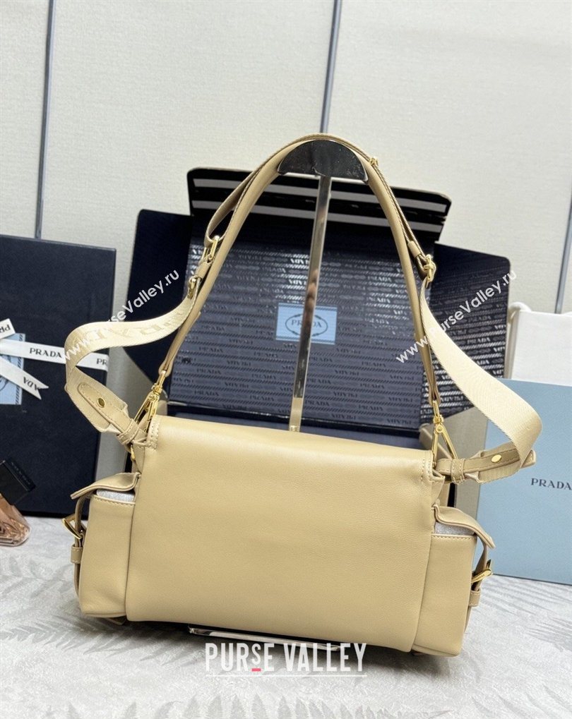 Prada Explore medium nappa leather shoulder bag with flap Apricot 2026 1BD394 (YZ-260410130)