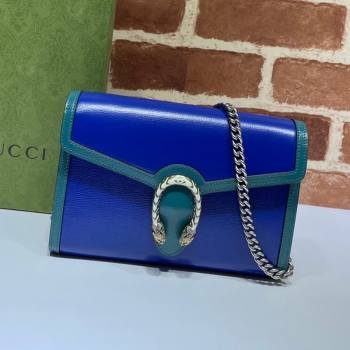 Gucci Dionysus Leather Mini Chain Bag 401231 Blue/Turquoise 2021 (DLH-21072602)