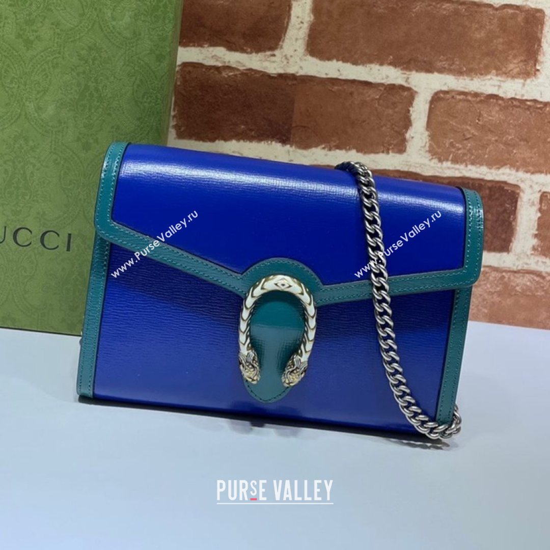 Gucci Dionysus Leather Mini Chain Bag 401231 Blue/Turquoise 2021 (DLH-21072602)