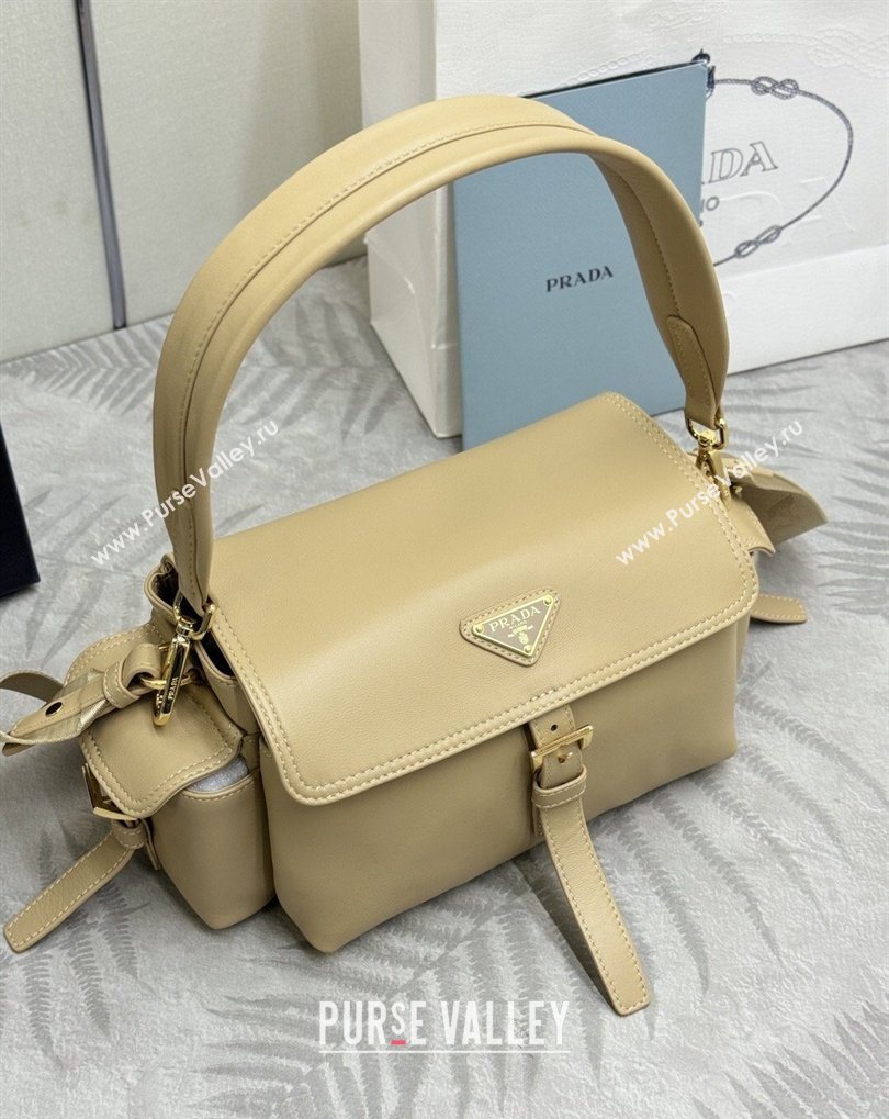 Prada Explore medium nappa leather shoulder bag with flap Apricot 2026 1BD394 (YZ-260410130)