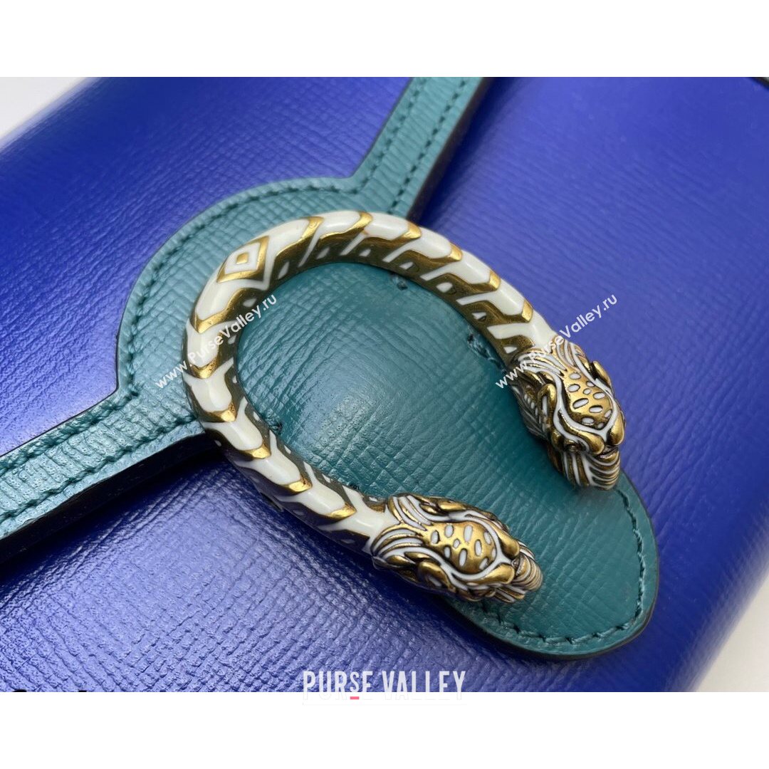 Gucci Dionysus Leather Mini Chain Bag 401231 Blue/Turquoise 2021 (DLH-21072602)