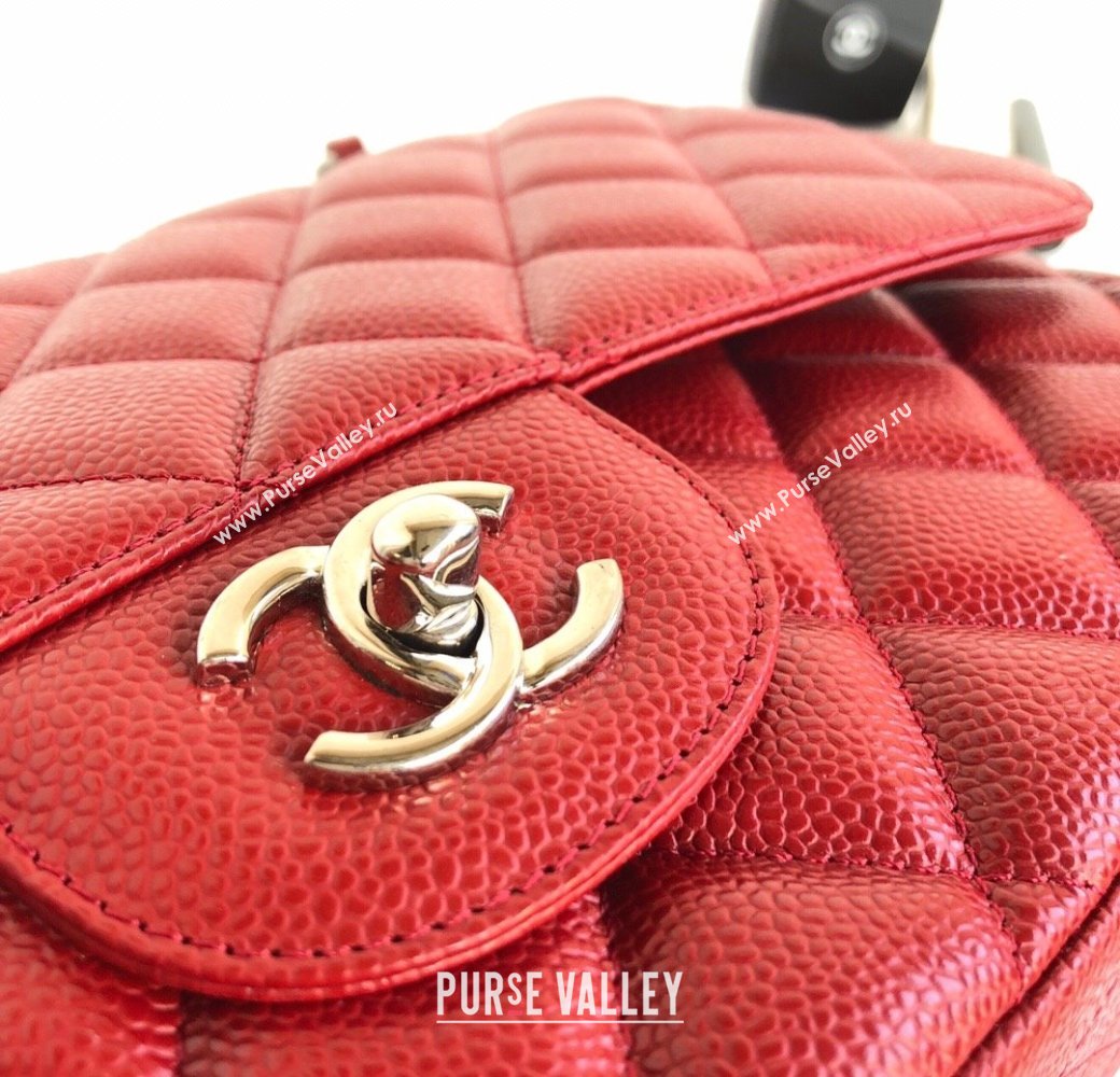 Chanel Quilted Grained Calfskin Jumbo Flap Bag 30cm A01113 Red/Silver 2024 (YUND-24111911)