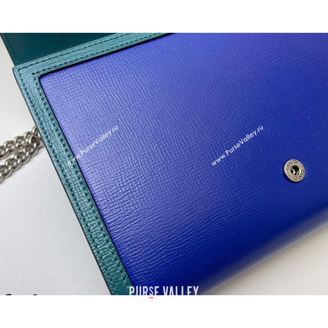 Gucci Dionysus Leather Mini Chain Bag 401231 Blue/Turquoise 2021 (DLH-21072602)