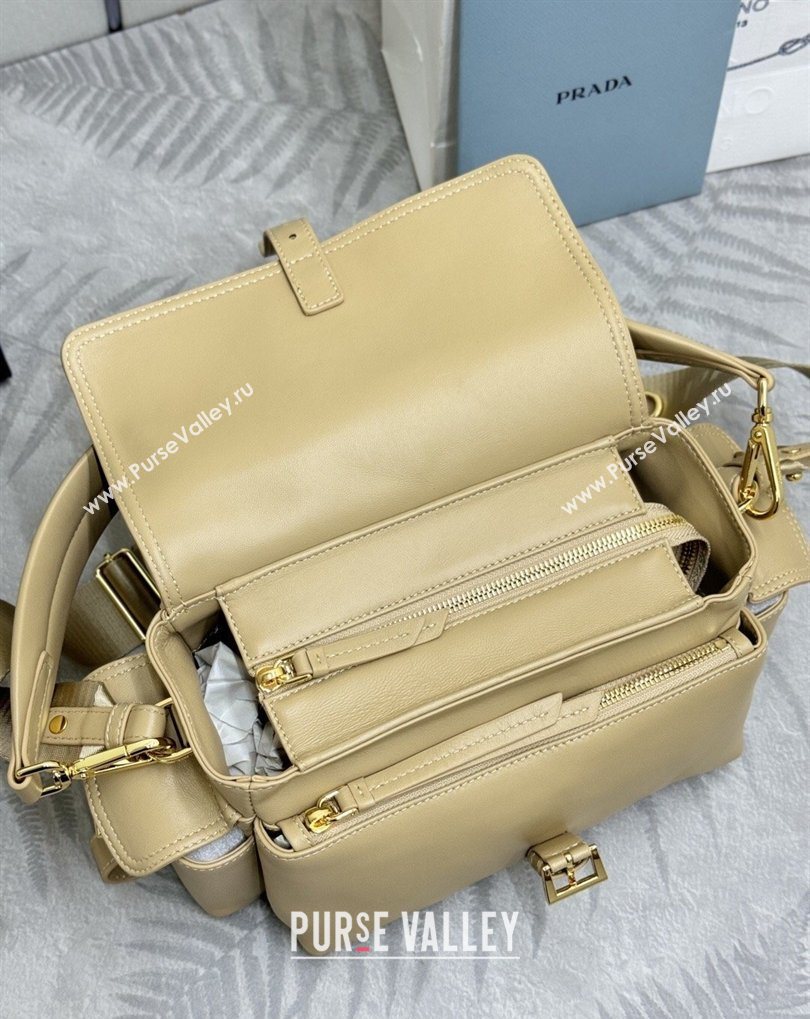 Prada Explore medium nappa leather shoulder bag with flap Apricot 2026 1BD394 (YZ-260410130)