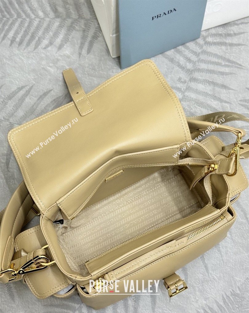 Prada Explore medium nappa leather shoulder bag with flap Apricot 2026 1BD394 (YZ-260410130)