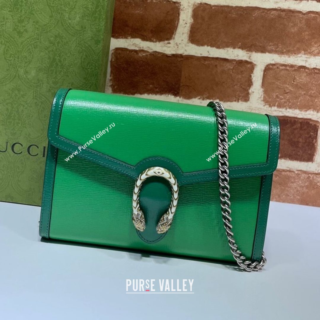 Gucci Dionysus Leather Mini Chain Bag 401231 Bright Green 2021 (DLH-21072603)