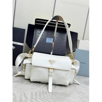Prada Explore medium nappa leather shoulder bag with flap White 2026 1BD394 (YZ-260410131)
