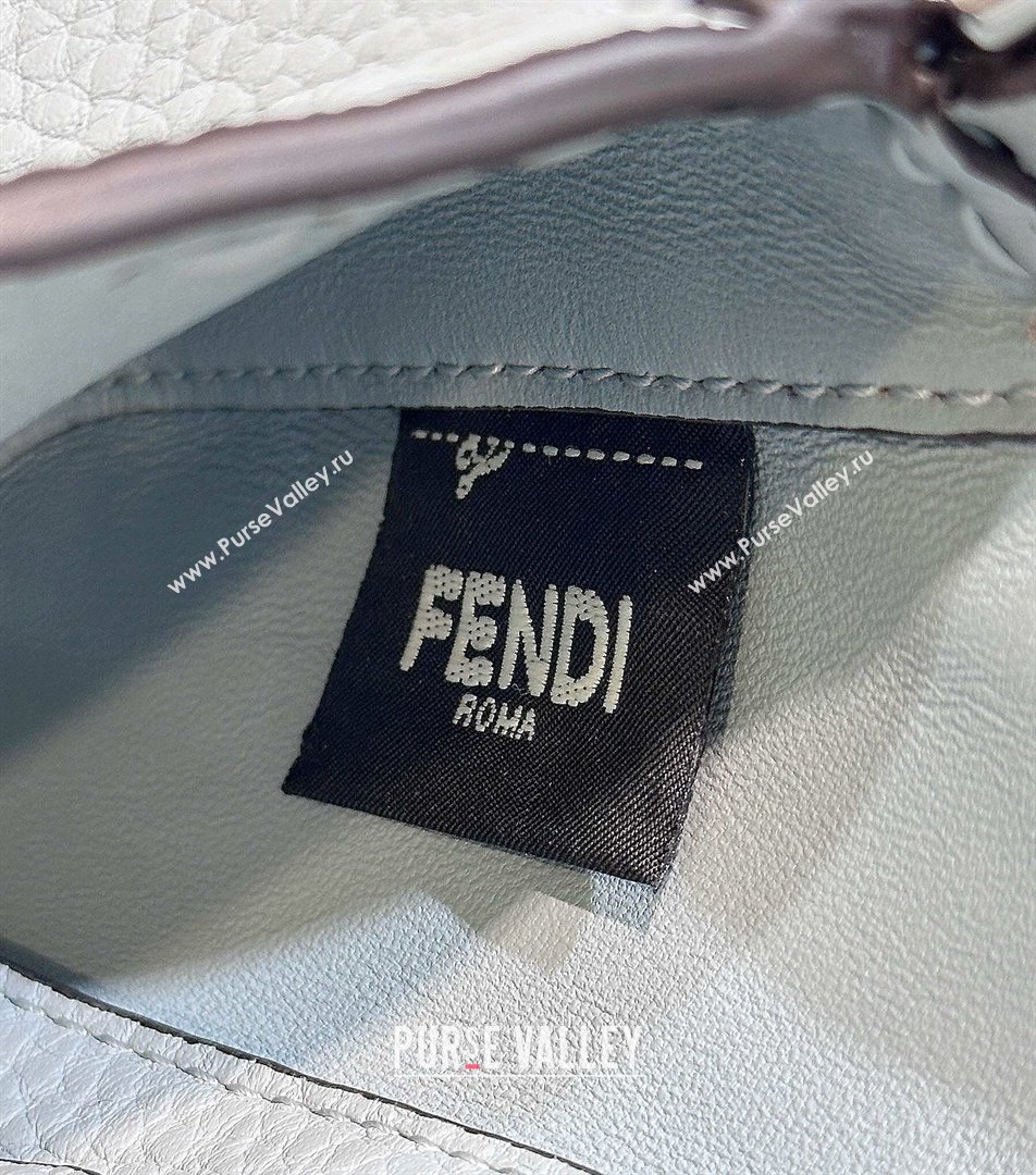 Fendi Baguette Mini Selleria bag with topstitches in Grained Calfskin Light Blue 2024 8610S (CL-241213006)