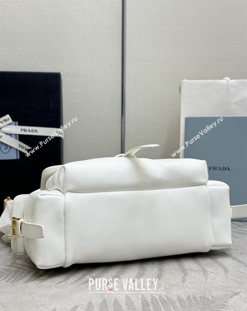 Prada Explore medium nappa leather shoulder bag with flap White 2026 1BD394 (YZ-260410131)