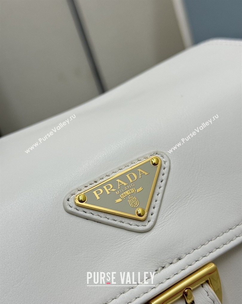 Prada Explore medium nappa leather shoulder bag with flap White 2026 1BD394 (YZ-260410131)
