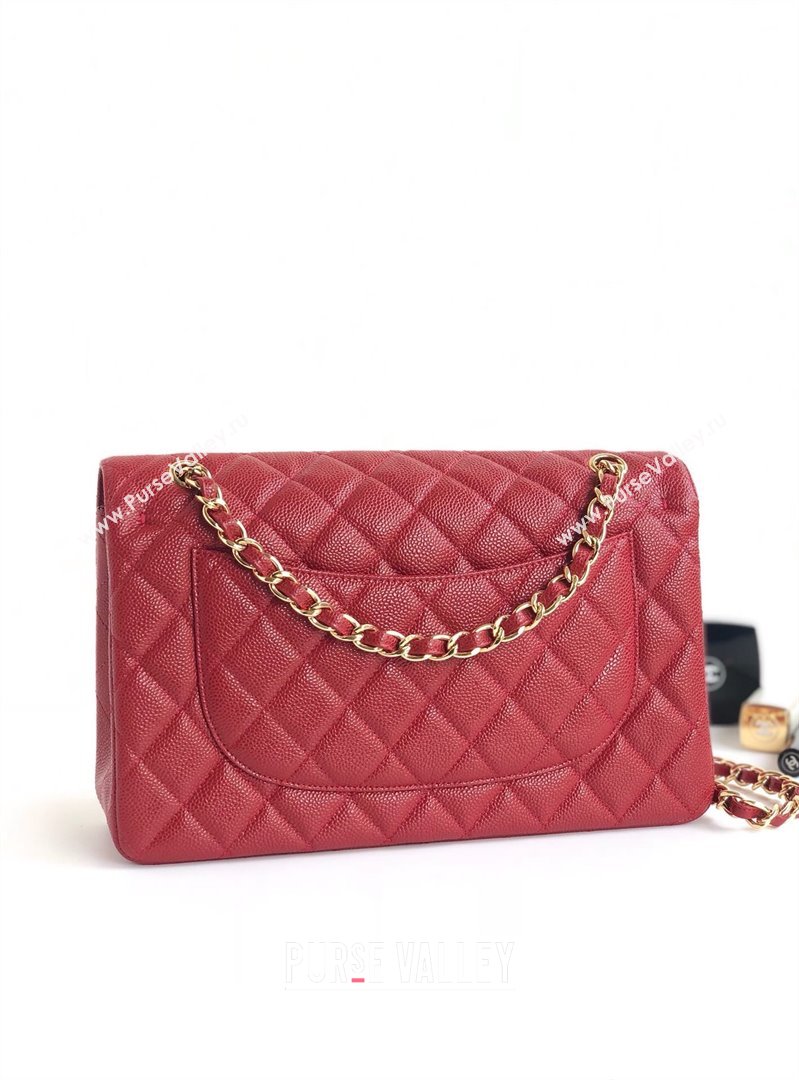 Chanel Quilted Grained Calfskin Jumbo Flap Bag 30cm A01113 Red/Gold 2024 (YUND-24111912)