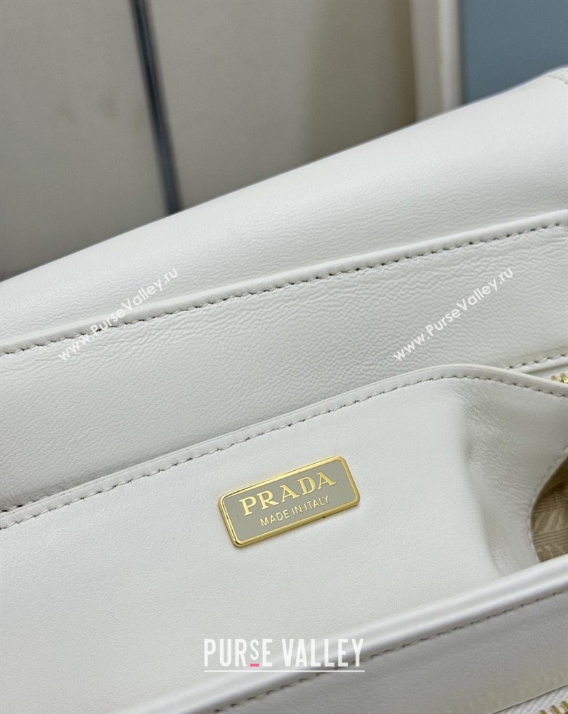 Prada Explore medium nappa leather shoulder bag with flap White 2026 1BD394 (YZ-260410131)