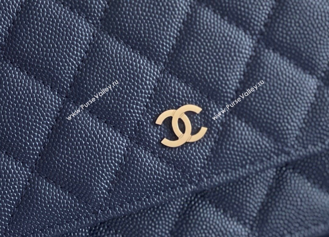 Chanel Grained Calfskin Classic Wallet on Chain WOC Navy Blue/Light Gold 2024 Top Quality (MHE-24080942)