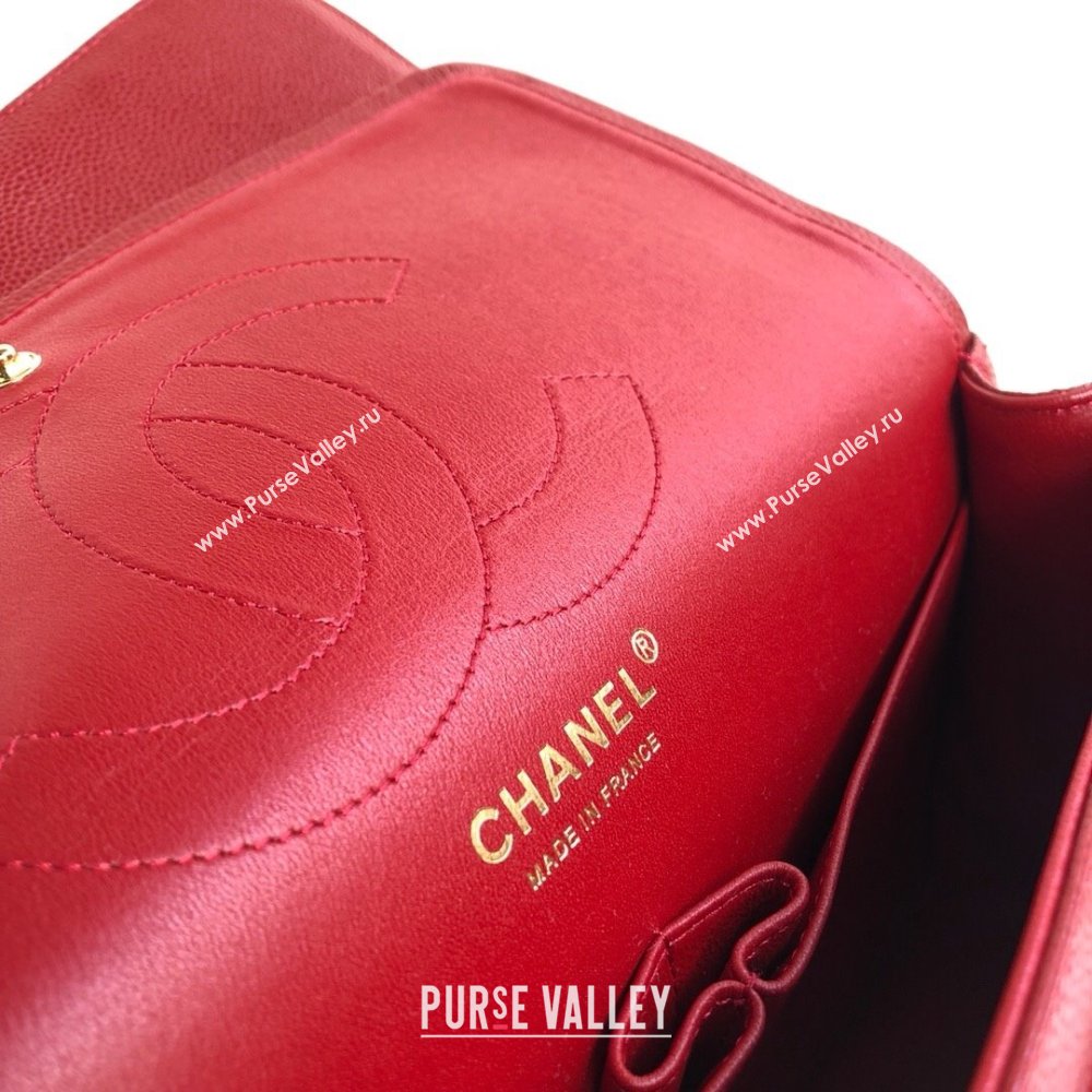 Chanel Quilted Grained Calfskin Jumbo Flap Bag 30cm A01113 Red/Gold 2024 (YUND-24111912)