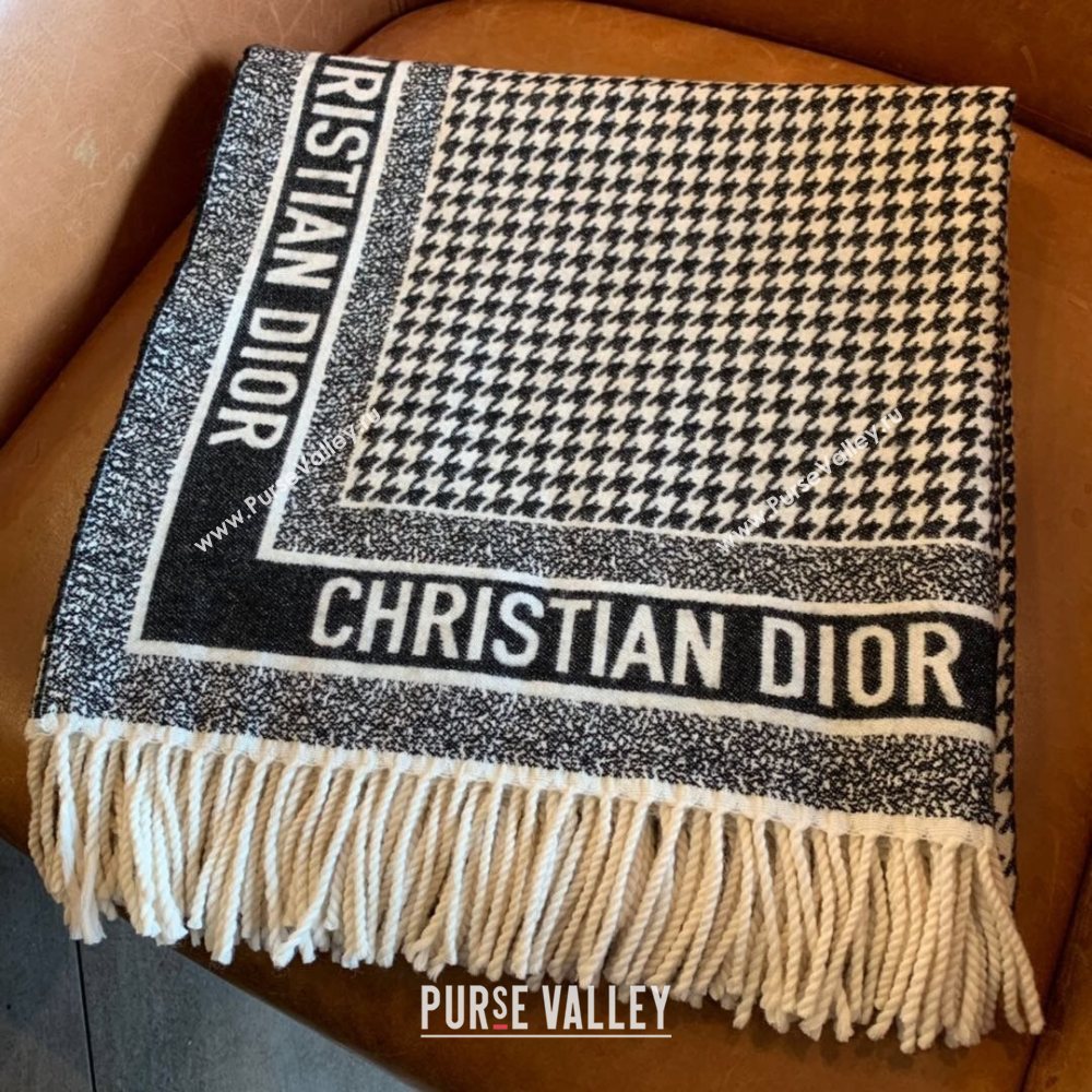 Dior 30 Montaign Blanket in Black and White Houndstooth Cashmere and Wool 2020 (WNS-20111734)