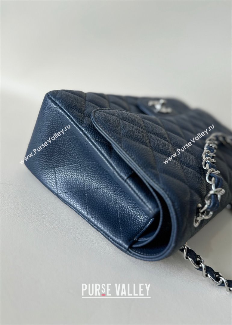 Chanel Quilted Grained Calfskin Jumbo Flap Bag 30cm A01113 Blue/Silver 2024 (YUND-24111909)