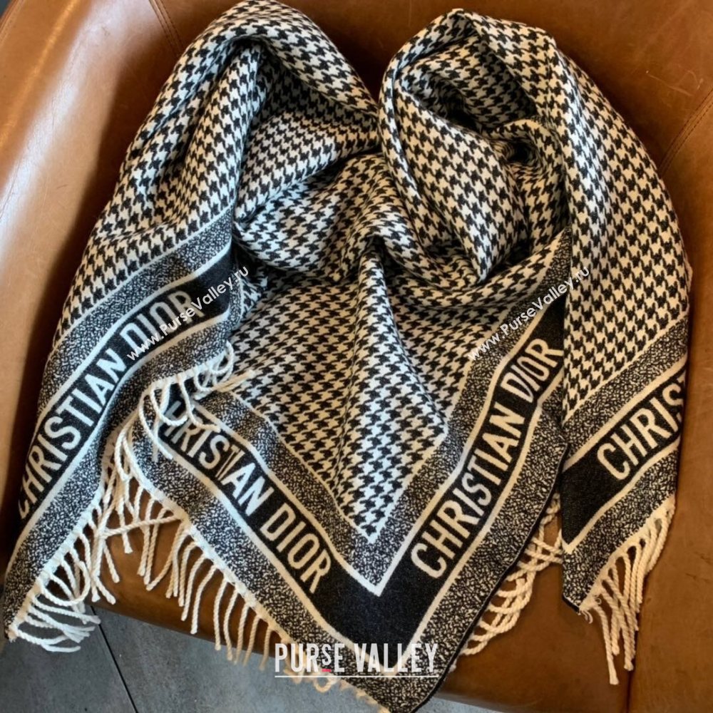 Dior 30 Montaign Blanket in Black and White Houndstooth Cashmere and Wool 2020 (WNS-20111734)