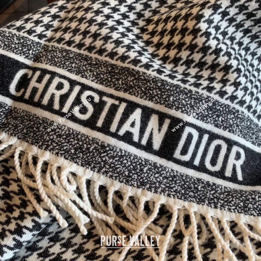 Dior 30 Montaign Blanket in Black and White Houndstooth Cashmere and Wool 2020 (WNS-20111734)