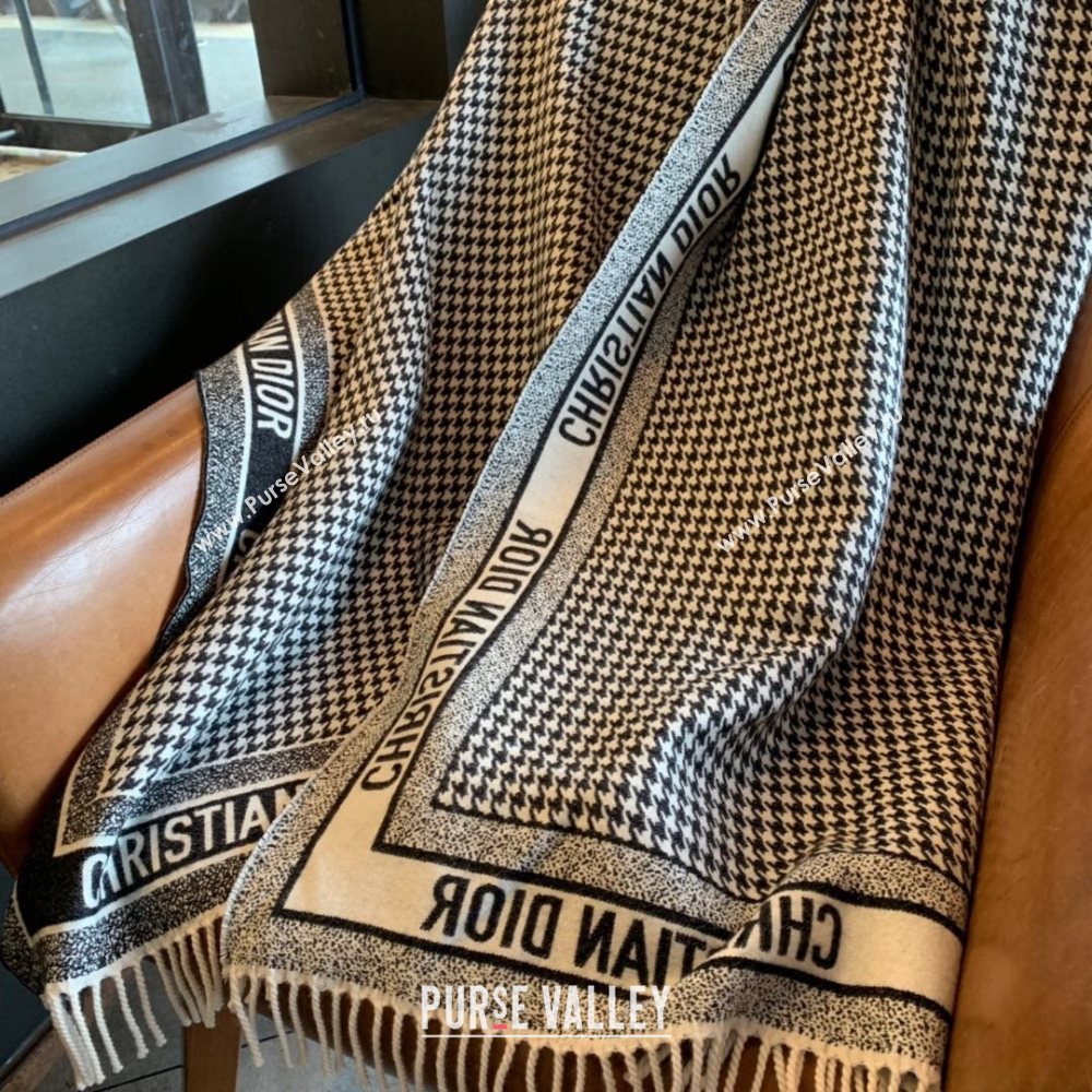 Dior 30 Montaign Blanket in Black and White Houndstooth Cashmere and Wool 2020 (WNS-20111734)