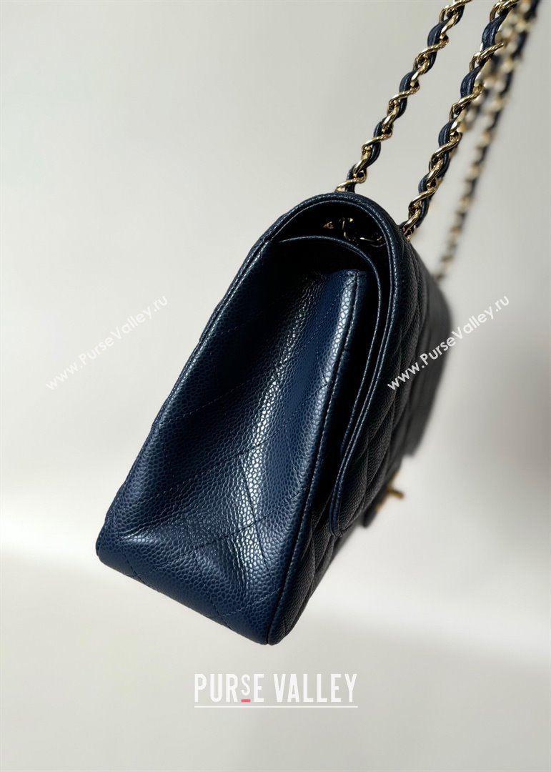 Chanel Quilted Grained Calfskin Jumbo Flap Bag 30cm A01113 Blue/Gold 2024 (YUND-24111910)