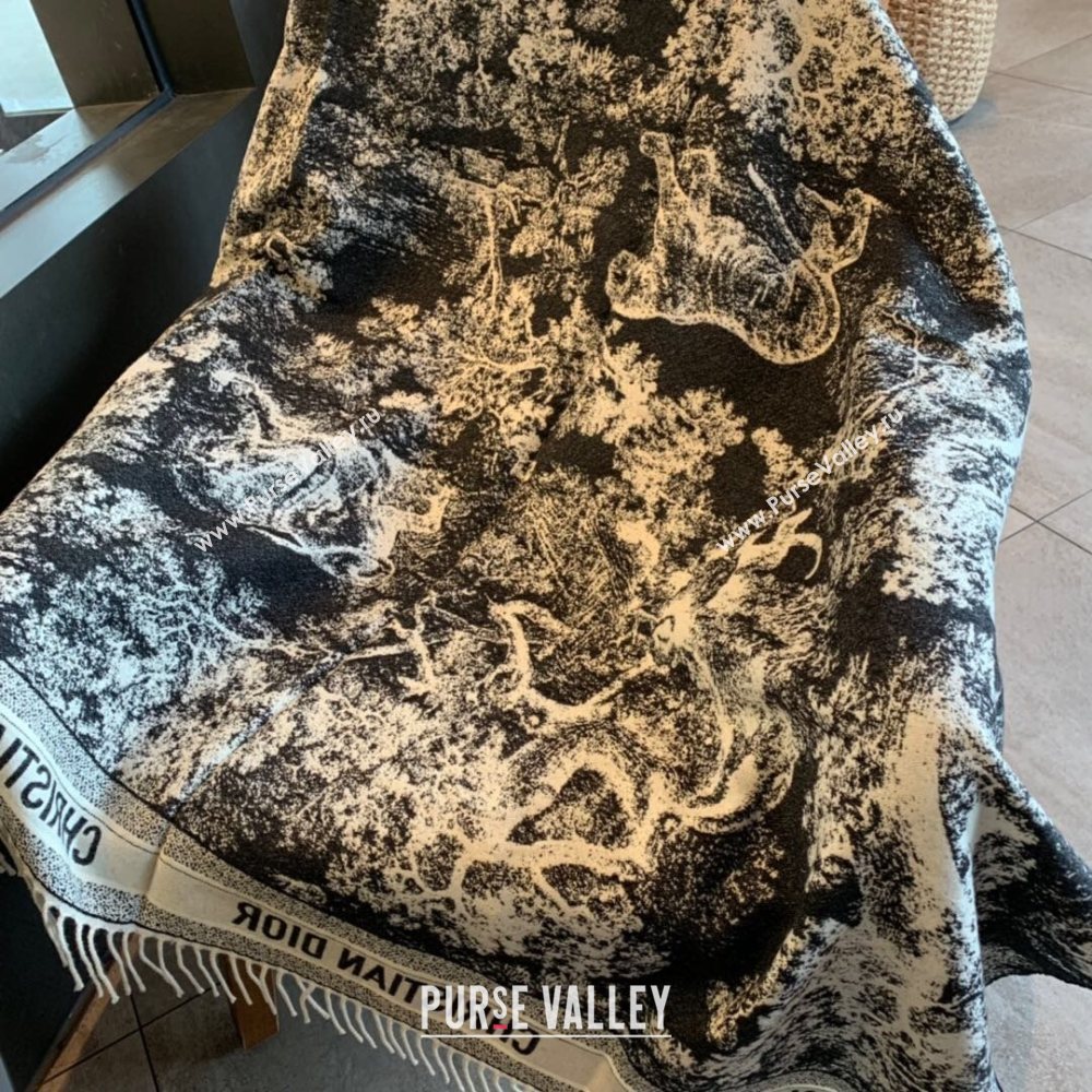 Dior Fierce Blanket in Black Toile de Jouy Cashmere and Wool 2020 (WNS-20111733)
