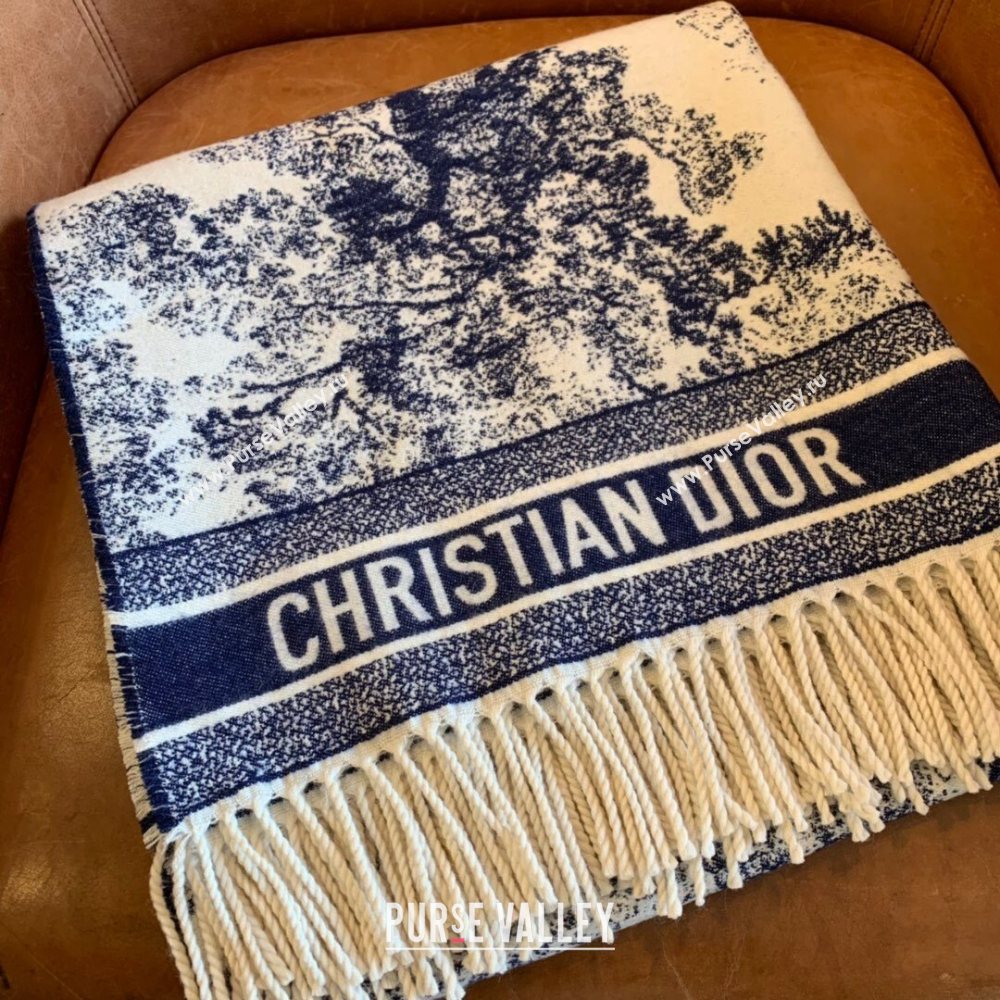 Dior Fierce Blanket in Blue Toile de Jouy Cashmere and Wool 2020 (WNS-20111732)