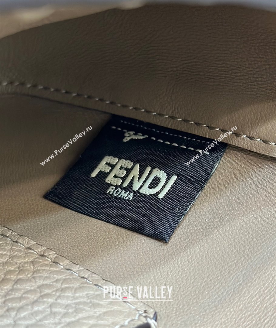 Fendi Baguette Mini Selleria bag with topstitches in Grained Calfskin Dove Grey 2024 8610S (CL-241213008)