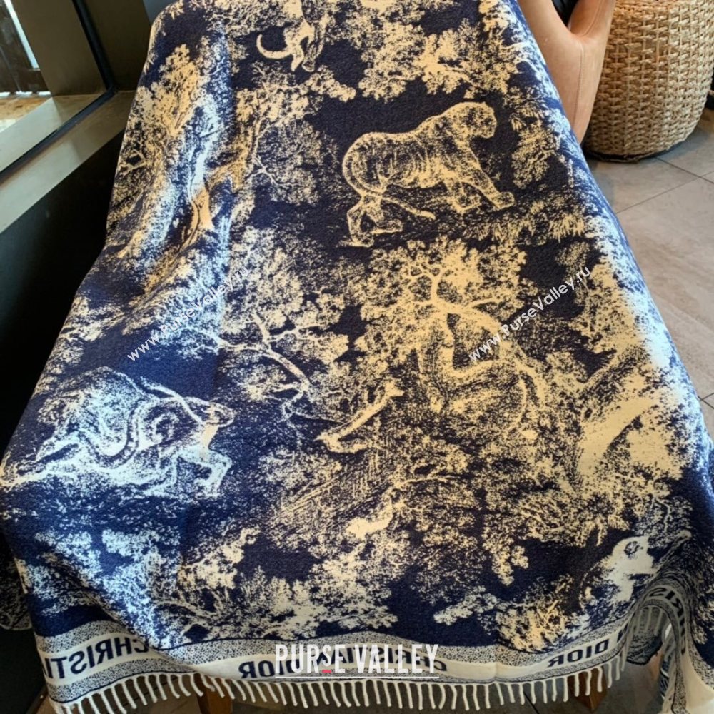 Dior Fierce Blanket in Blue Toile de Jouy Cashmere and Wool 2020 (WNS-20111732)
