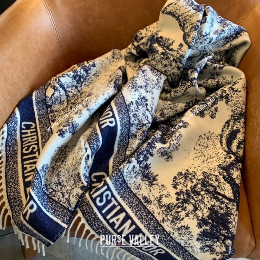 Dior Fierce Blanket in Blue Toile de Jouy Cashmere and Wool 2020 (WNS-20111732)