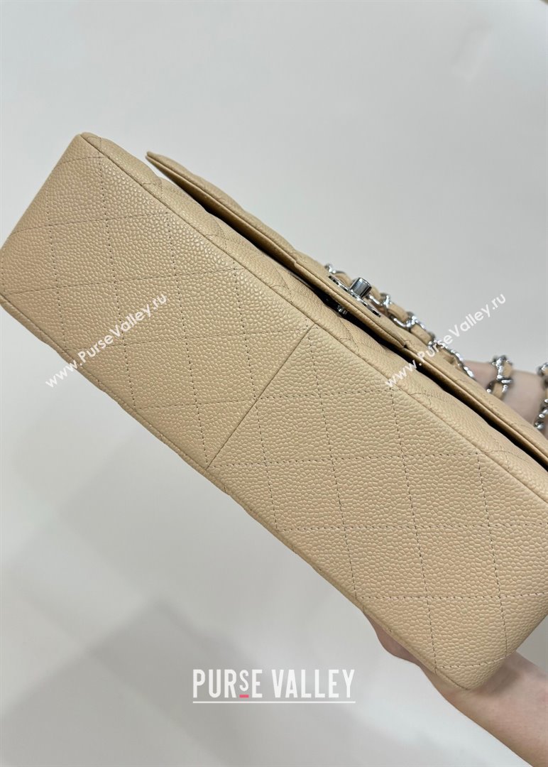 Chanel Quilted Grained Calfskin Jumbo Flap Bag 30cm A01113 Beige/Silver 2024 (YUND-24111907)