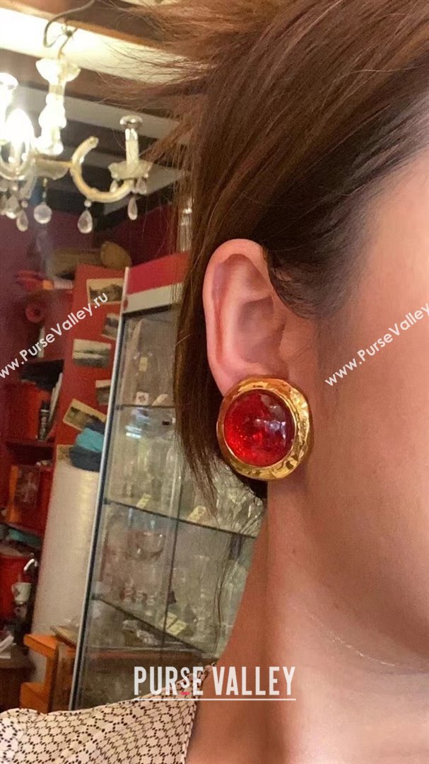 Saint Laurent Clip-on Earrings S0425226 Red 2024 (YF-24042526)