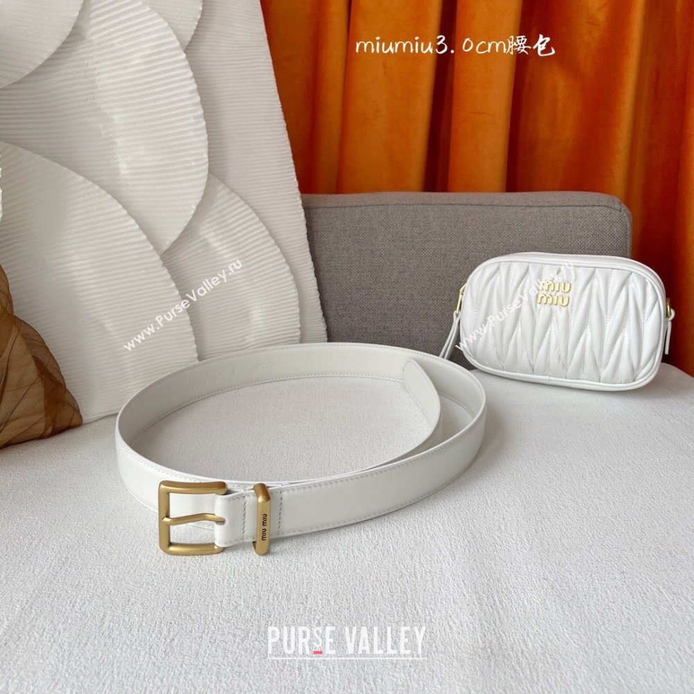 Miu Miu Belt Bag 3cm M62511 White 2024 (YANG-24062512)